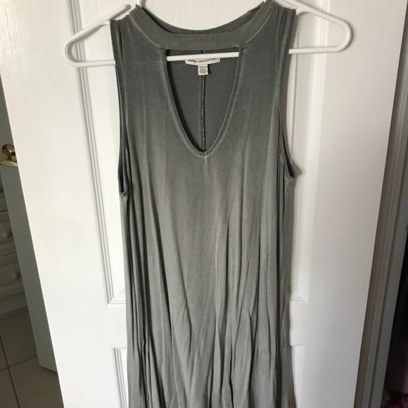 American Eagle Muted Green/Grey Keyhole Dress - Picture 1 of 3